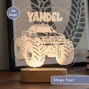 Monster Truck Night Light – Personalized LED Lamp for Truck Lovers